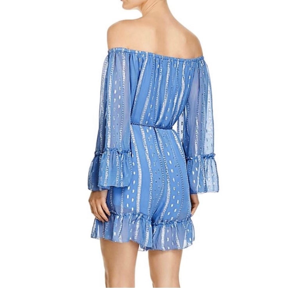 SAYLOR BLUE OFF-THE-SHOULDER ROMPER - Picture 5 of 8